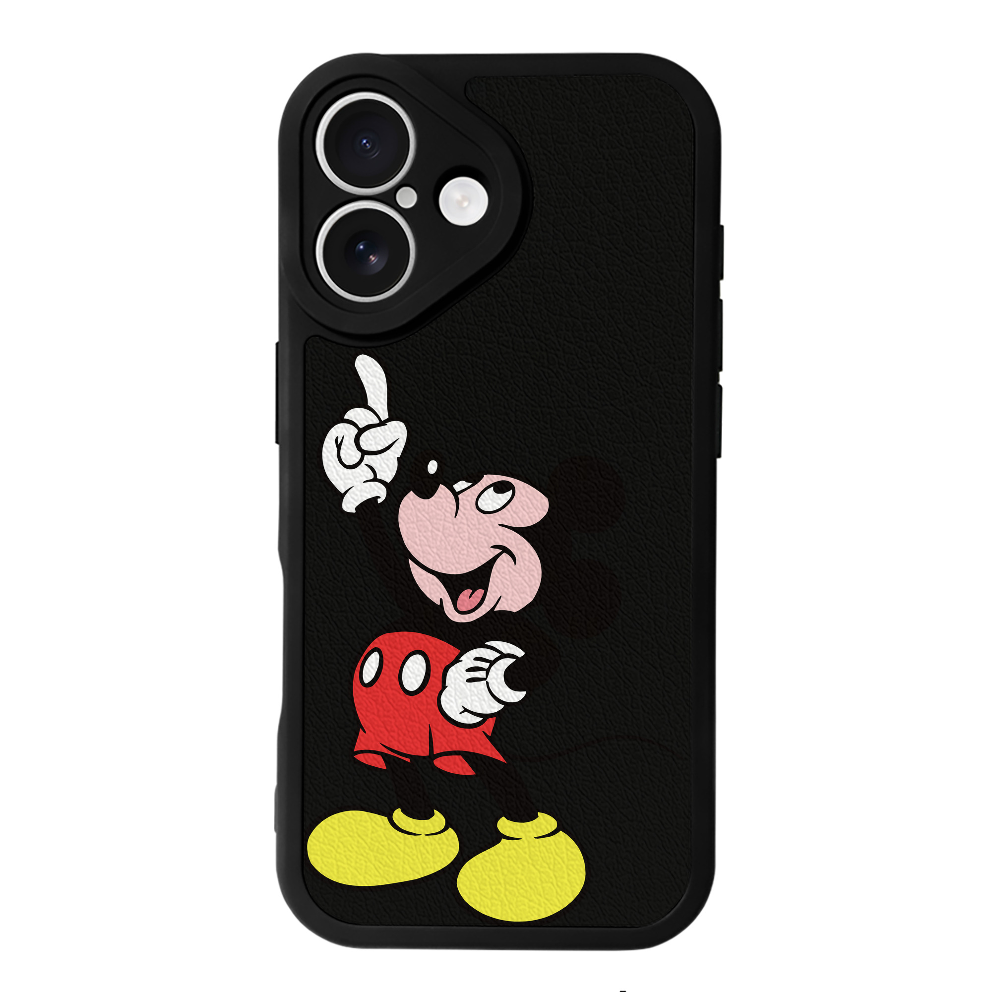 （画像用） ミッキーマウス Mickey Mouse 【iPhone 16シリーズ対応】シリコンスマホケース（レザー調） 材質：シリコン